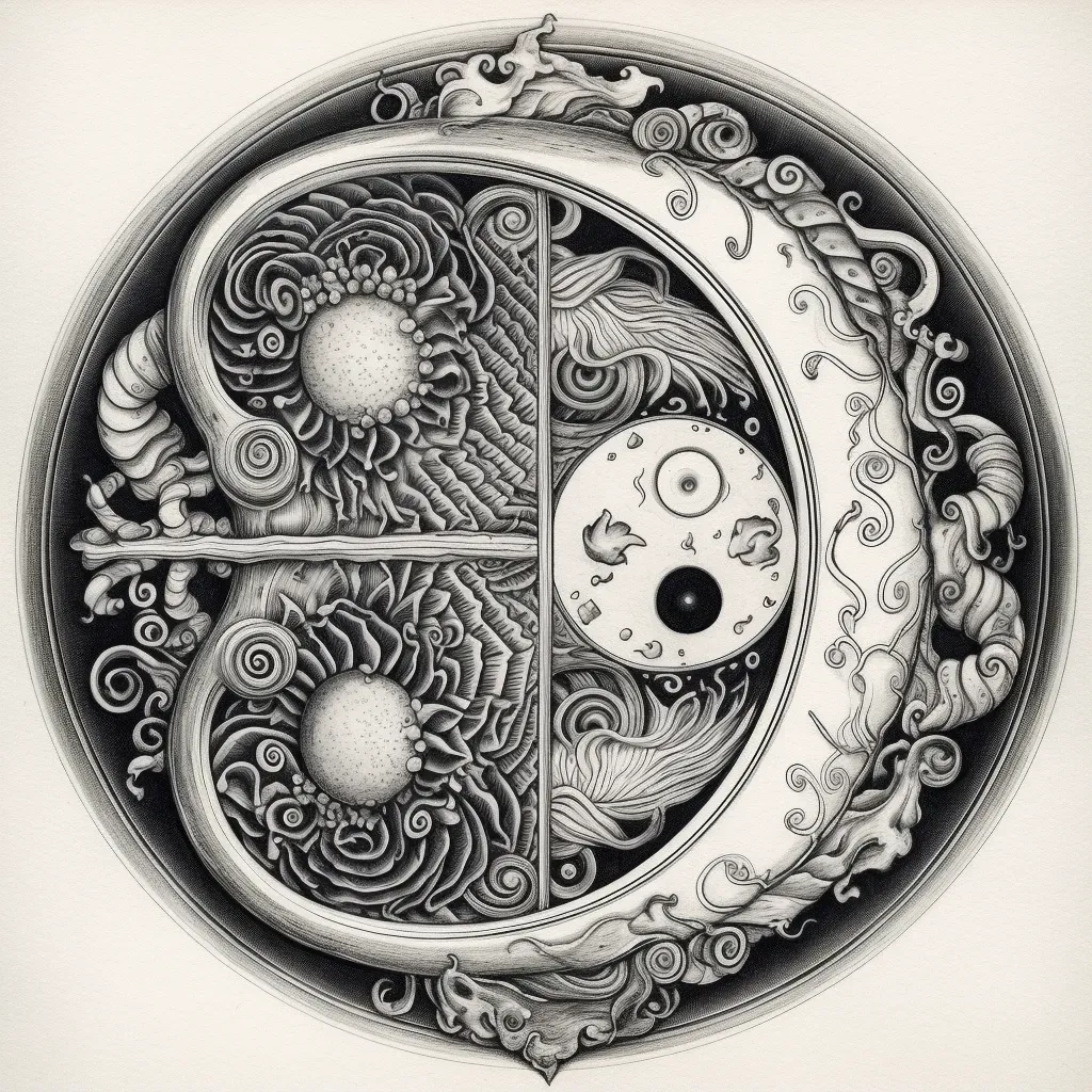 Image of a yin yang symbol with black and white elements, symbolizing balance - Image 1