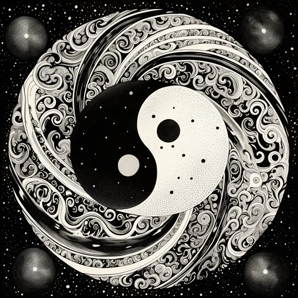 Image of a yin yang symbol with black and white elements, symbolizing balance - Image 3