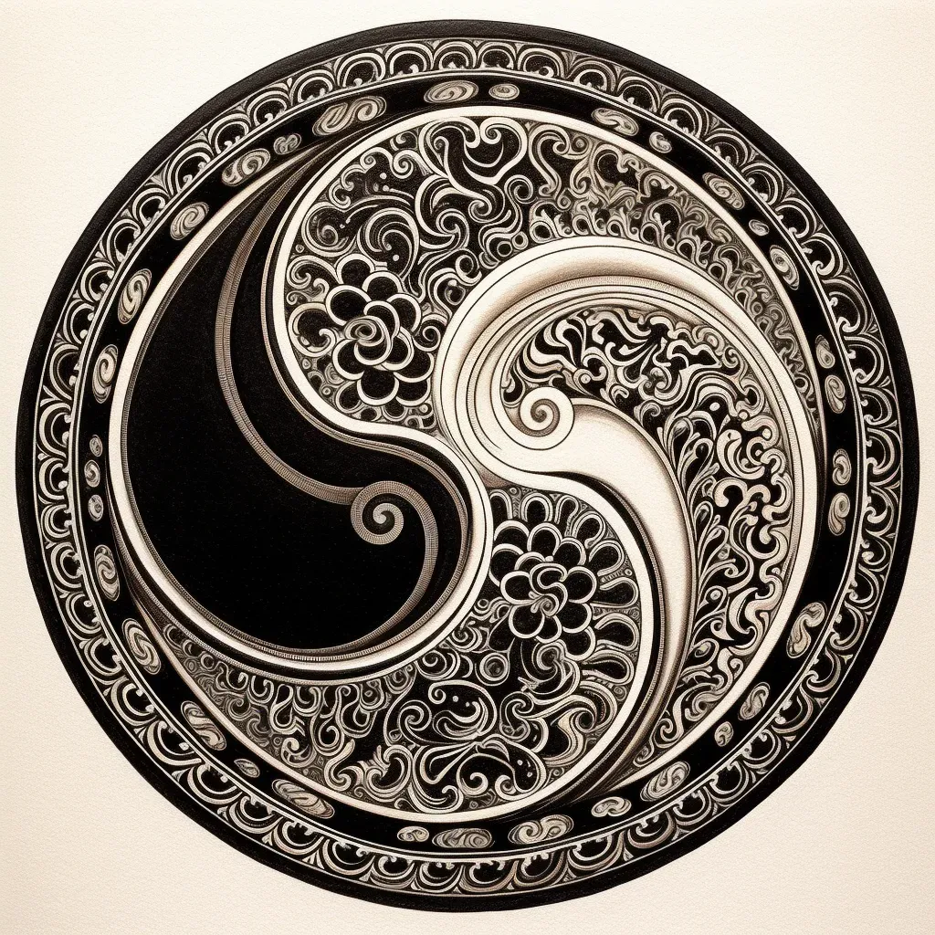 Image of a yin yang symbol with black and white elements, symbolizing balance - Image 4