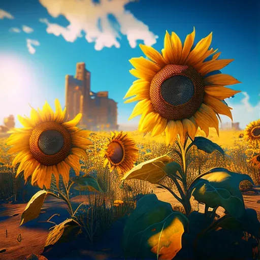 Image of a sunflower field under a sunny sky, symbolizing positivity - Image 1