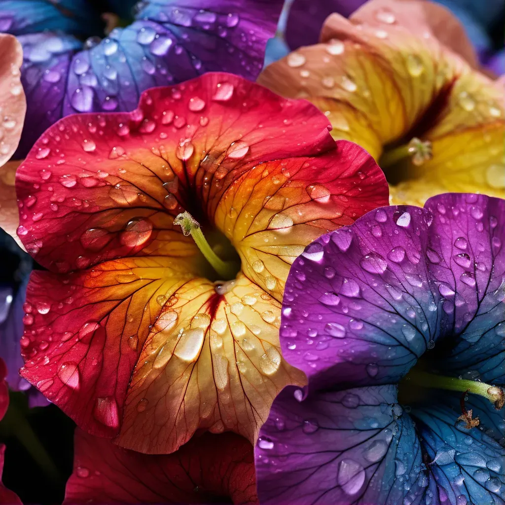 raindrops on petunias close-up - Image 1