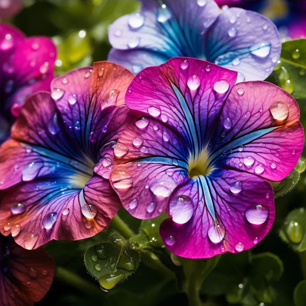 raindrops on petunias close-up - Image 4