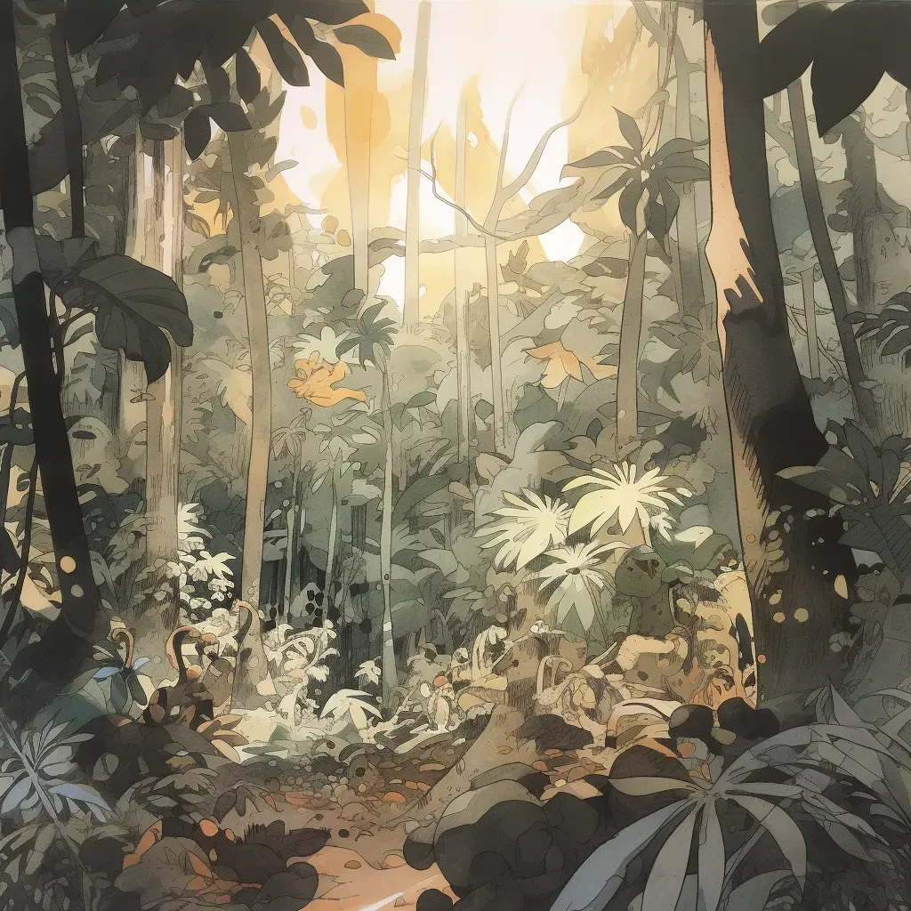 Dense Jungle Sunlight Mosaic