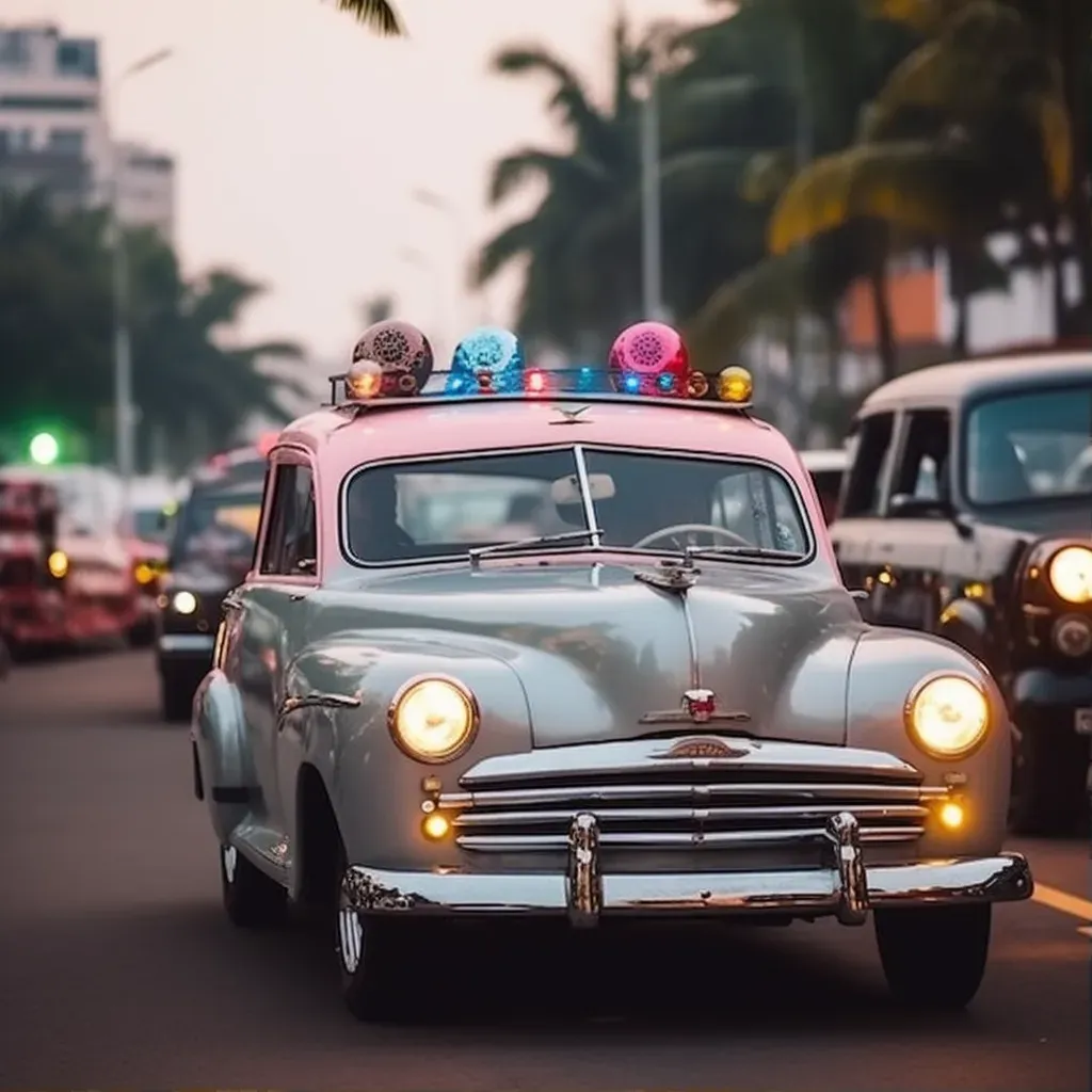 Vintage Car Parade at Festive Carnival