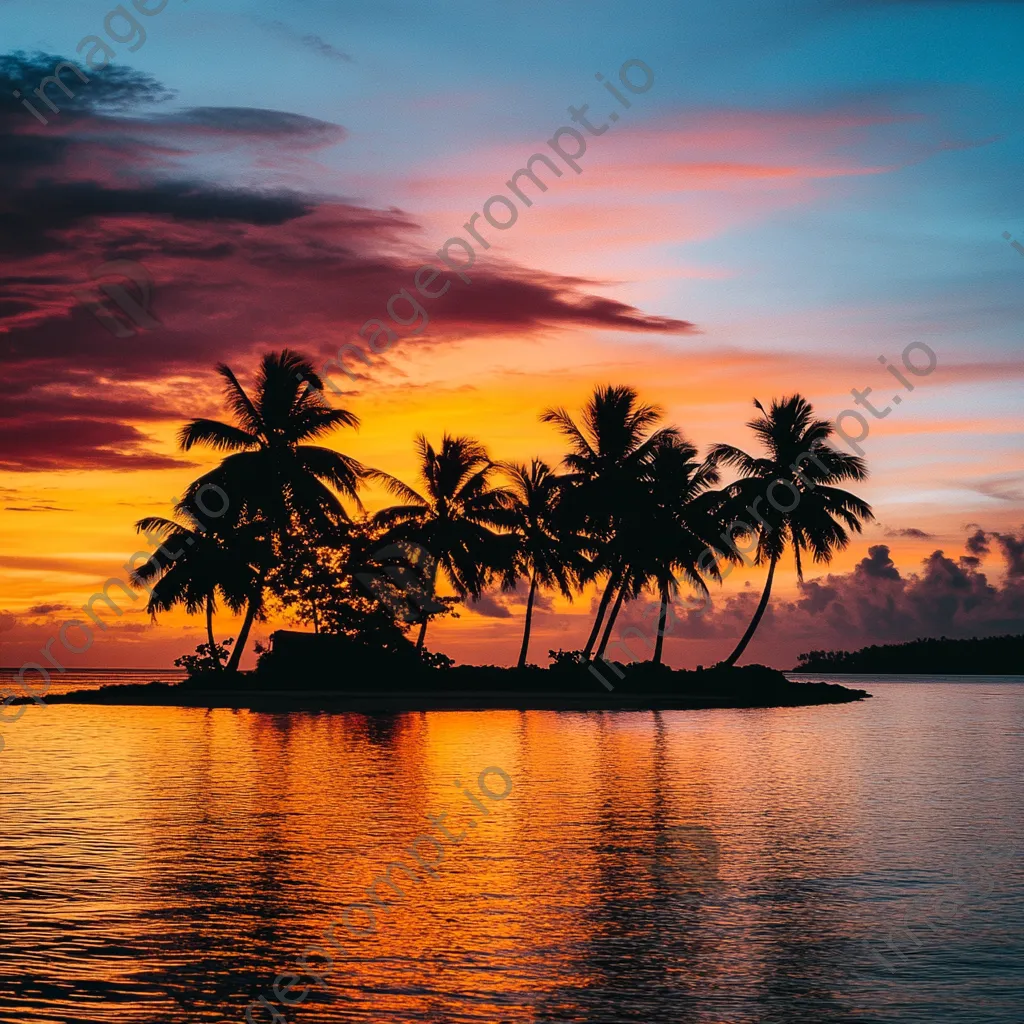 Silhouette of palm trees against a colorful sunset sky - Image 2