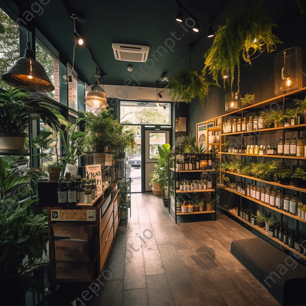 Interior of an eco-friendly shop with sustainable products and plant accents - Image 1