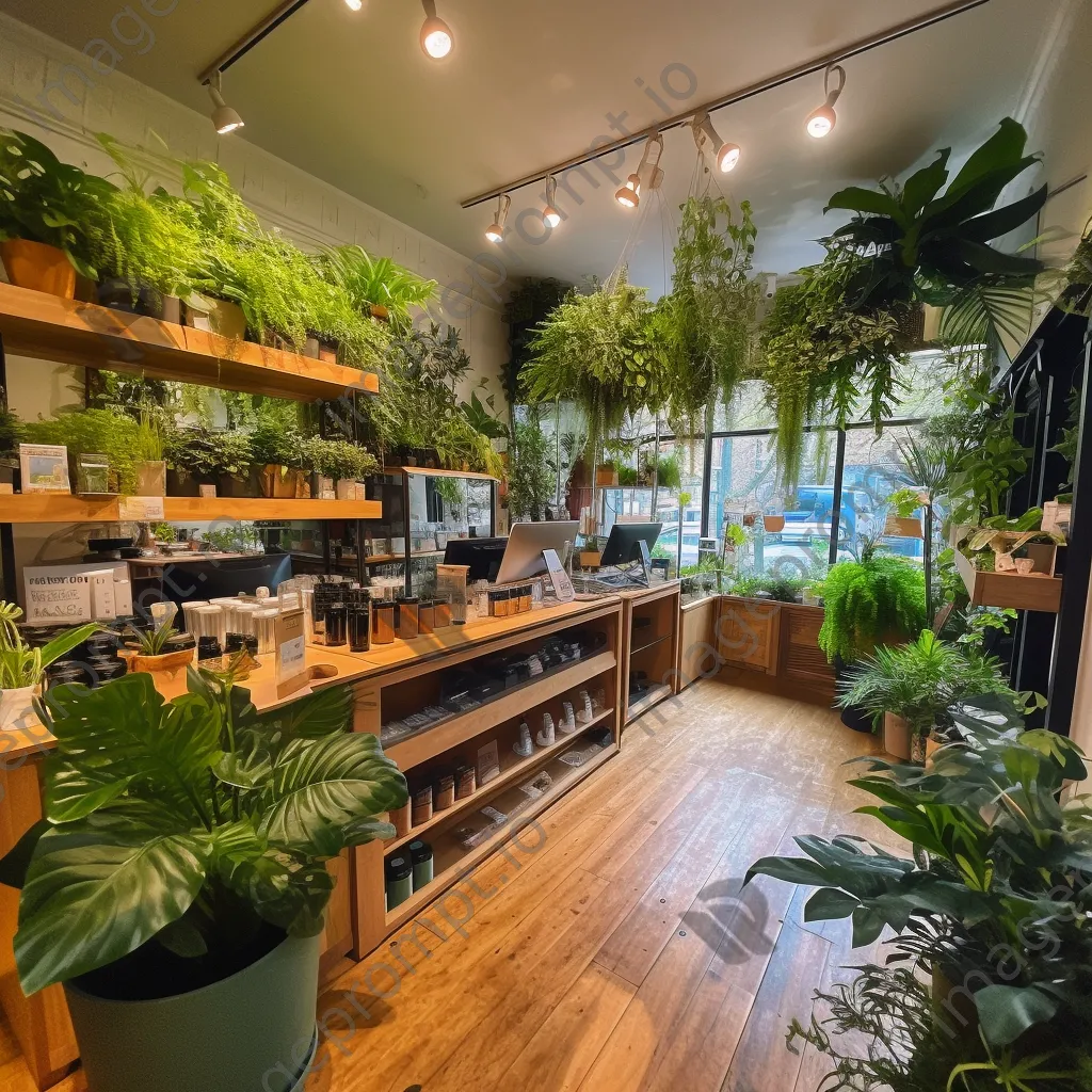 Interior of an eco-friendly shop with sustainable products and plant accents - Image 2