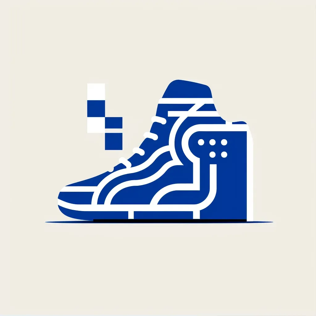 Abstract shoe logo for contemporary footwear brand in blue and white - Image 1