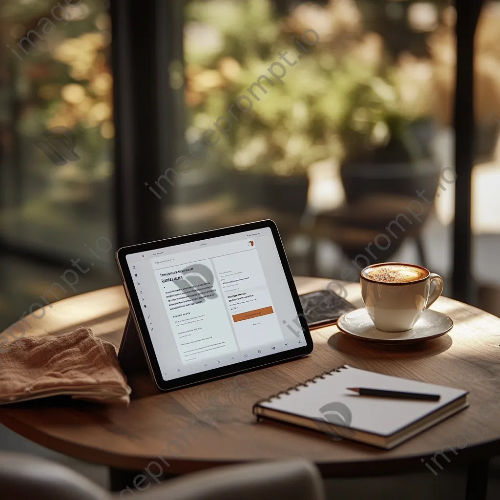 Tablet displaying newsletter call-to-action on a stylish desk - Image 2