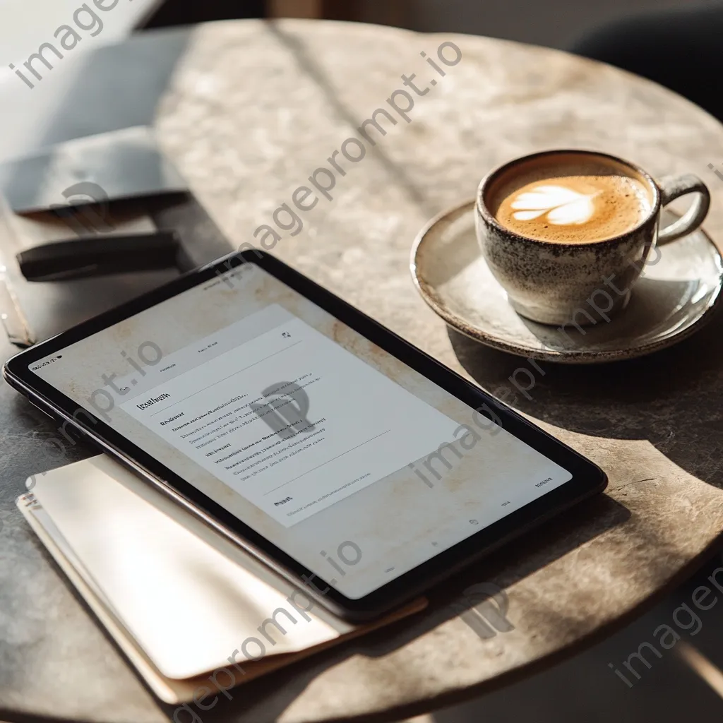 Tablet displaying newsletter call-to-action on a stylish desk - Image 3