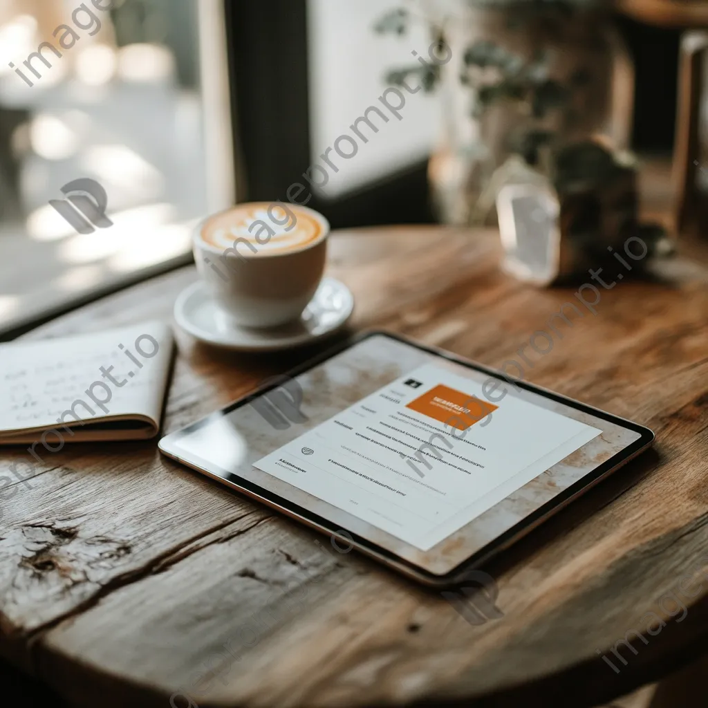 Tablet displaying newsletter call-to-action on a stylish desk - Image 4