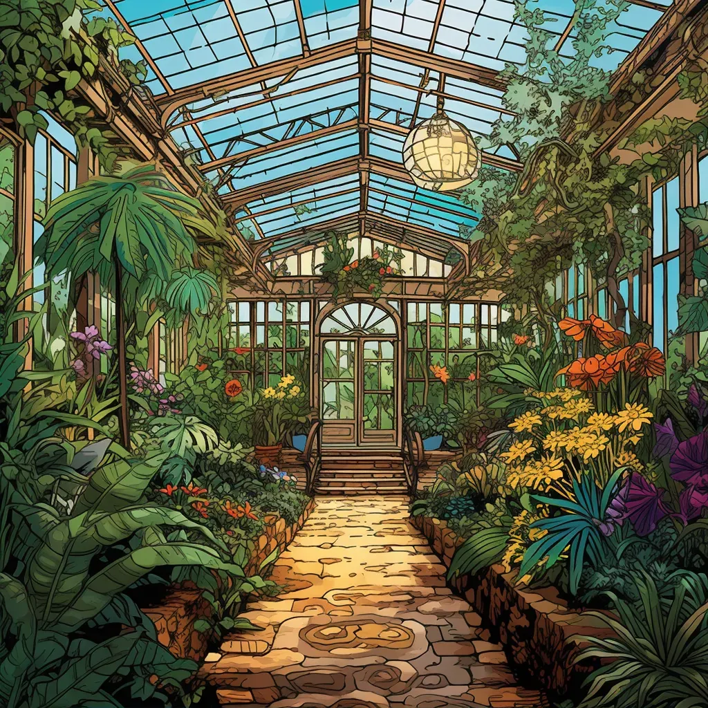 Picture of exotic plants in a botanical garden conservatory - Image 1