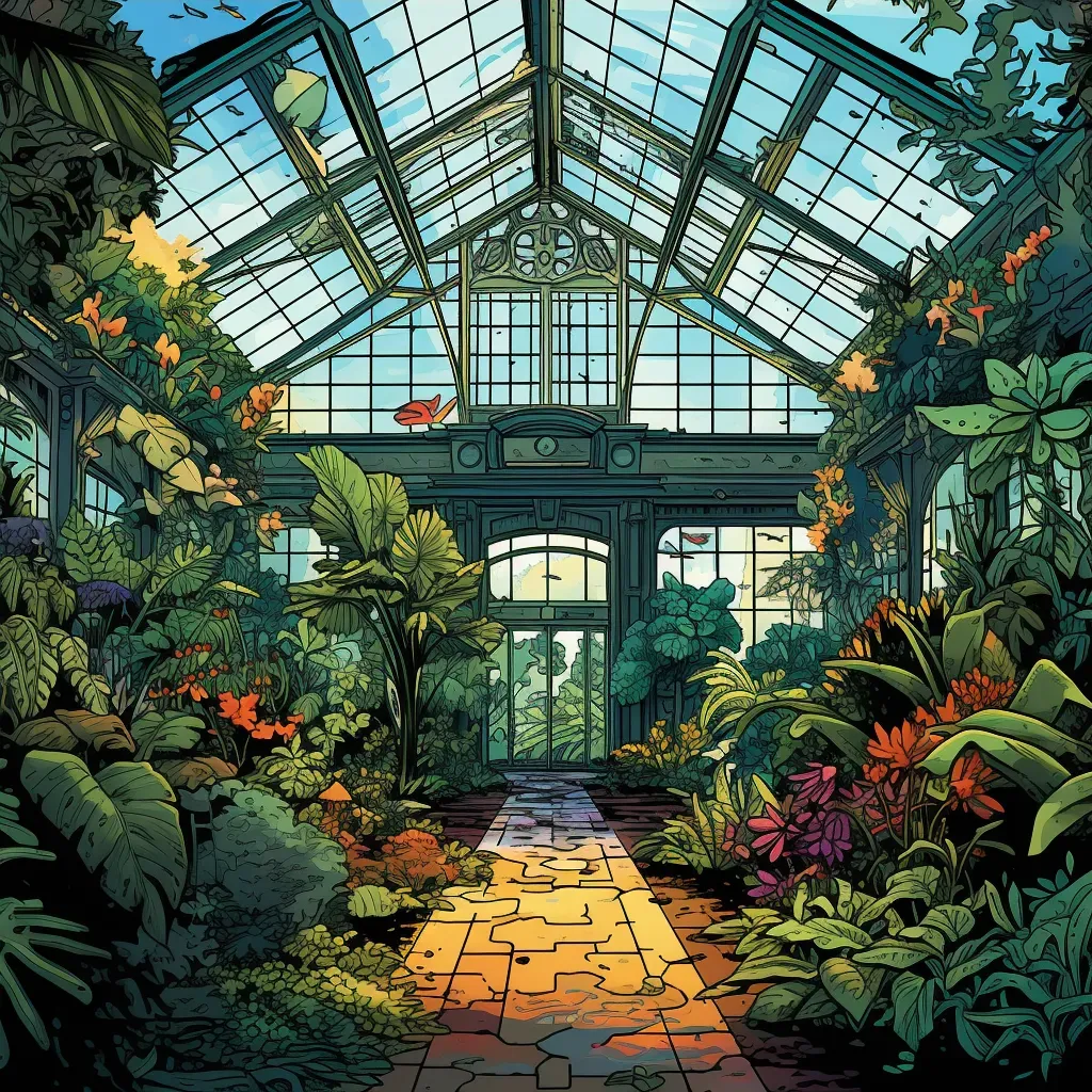 Picture of exotic plants in a botanical garden conservatory - Image 3