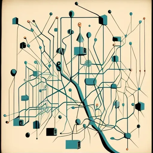 Network of interconnected neurons in geometric shapes - Image 1