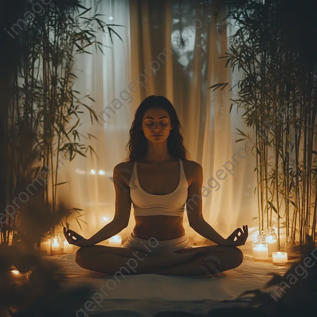 Woman meditating in a tranquil indoor setting. - Image 3