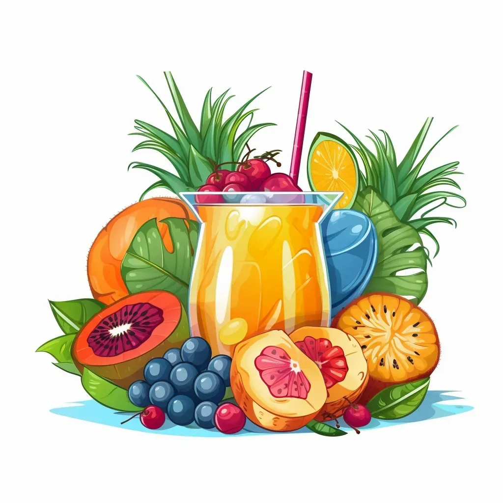 Tropical Smoothie Bar Logo with Exotic Fruits and Umbrella Drinks - Image 1