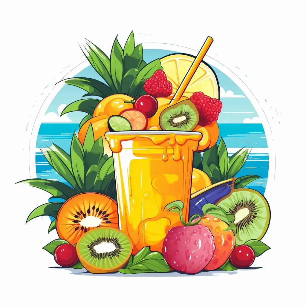 Tropical Smoothie Bar Logo with Exotic Fruits and Umbrella Drinks - Image 2