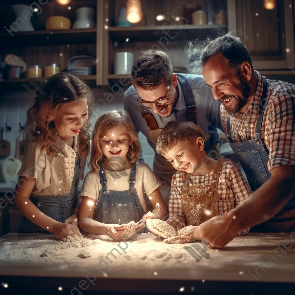 Family baking cookies together in a modern kitchen. - Image 2