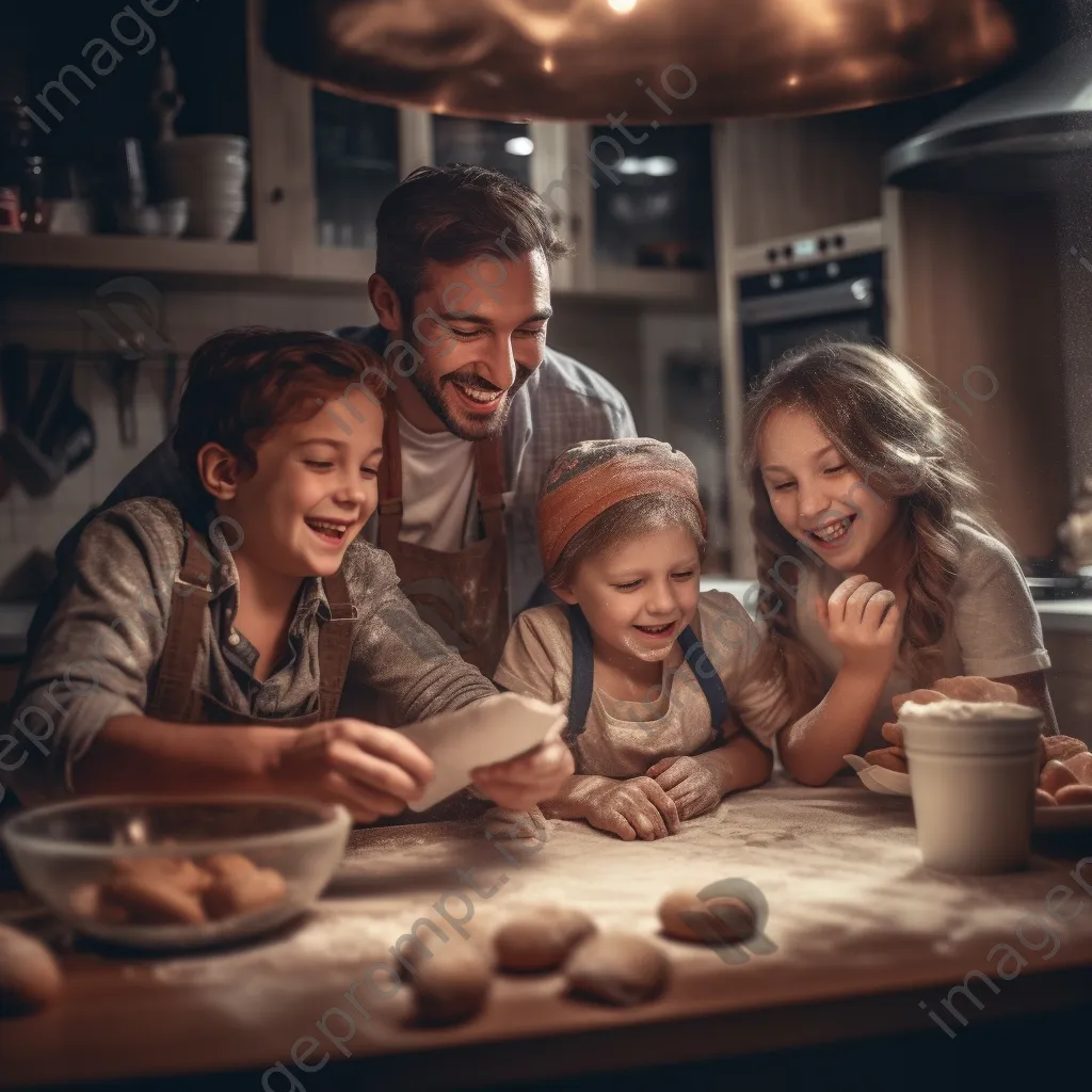 Family baking cookies together in a modern kitchen. - Image 4