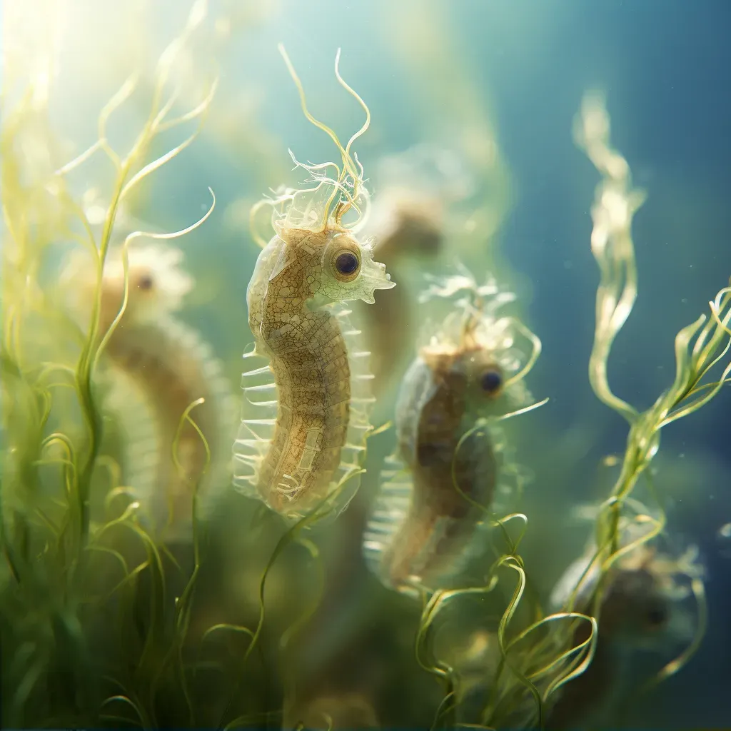 Macro seahorses on seagrass underwater - Image 2