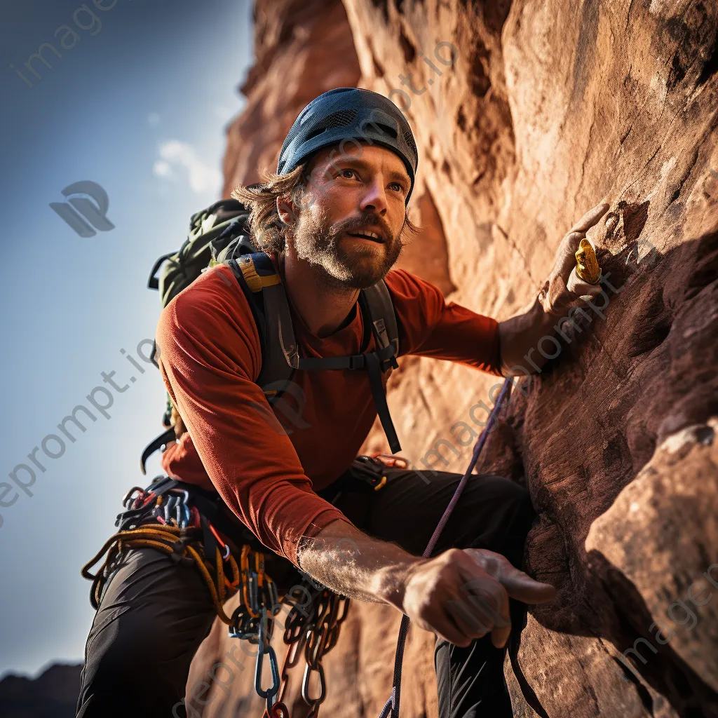 Climber on colorful rock face - Image 1