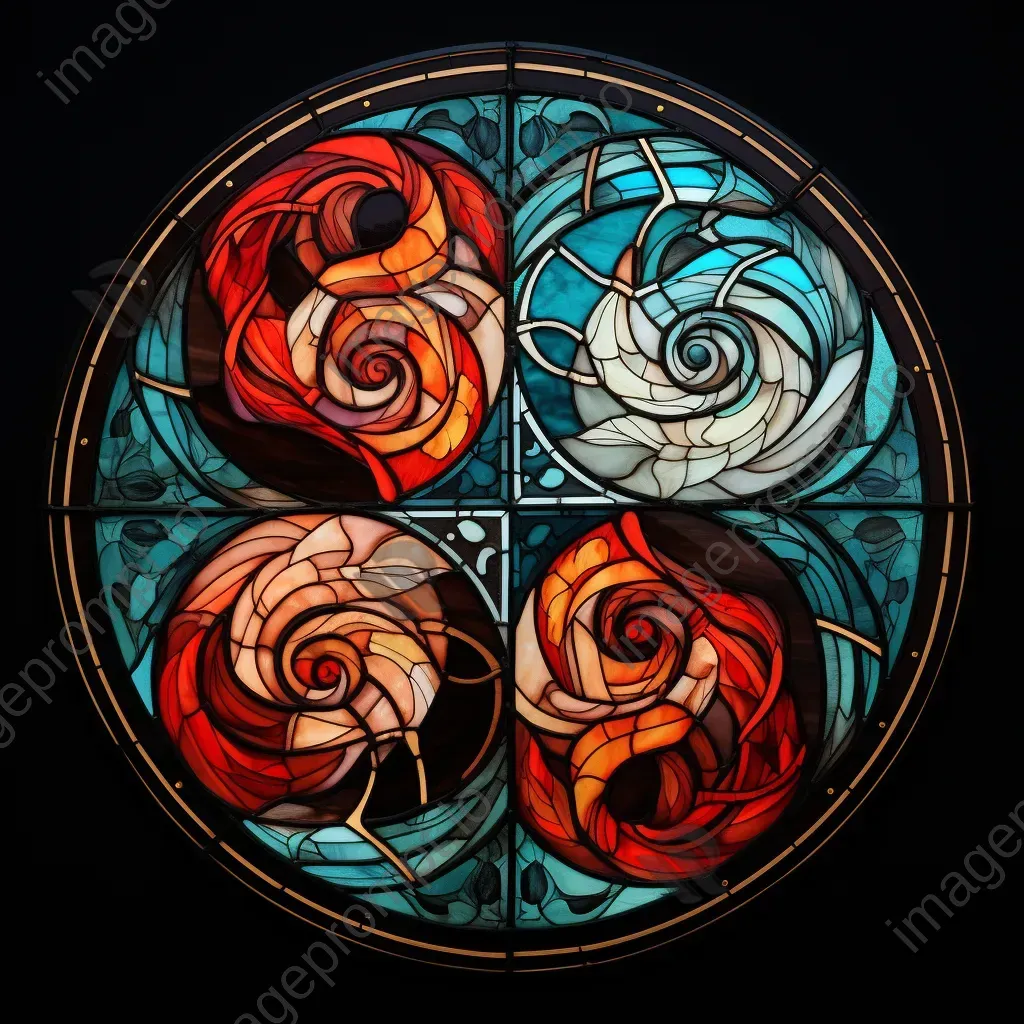 Stained glass artwork of Yin and Yang in harmony, a representation of Taoist philosophy - Image 3