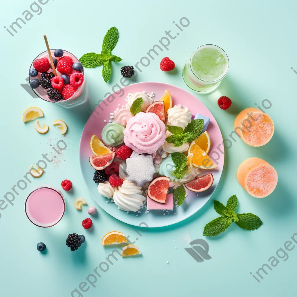 Blurred pastel-colored food styling arrangement - Image 2