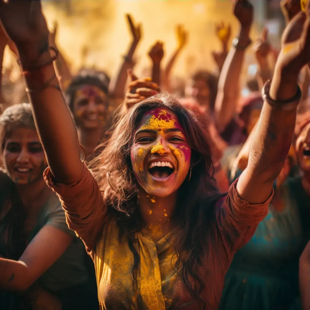 Holi festival with colored powders and festive attire - Image 3