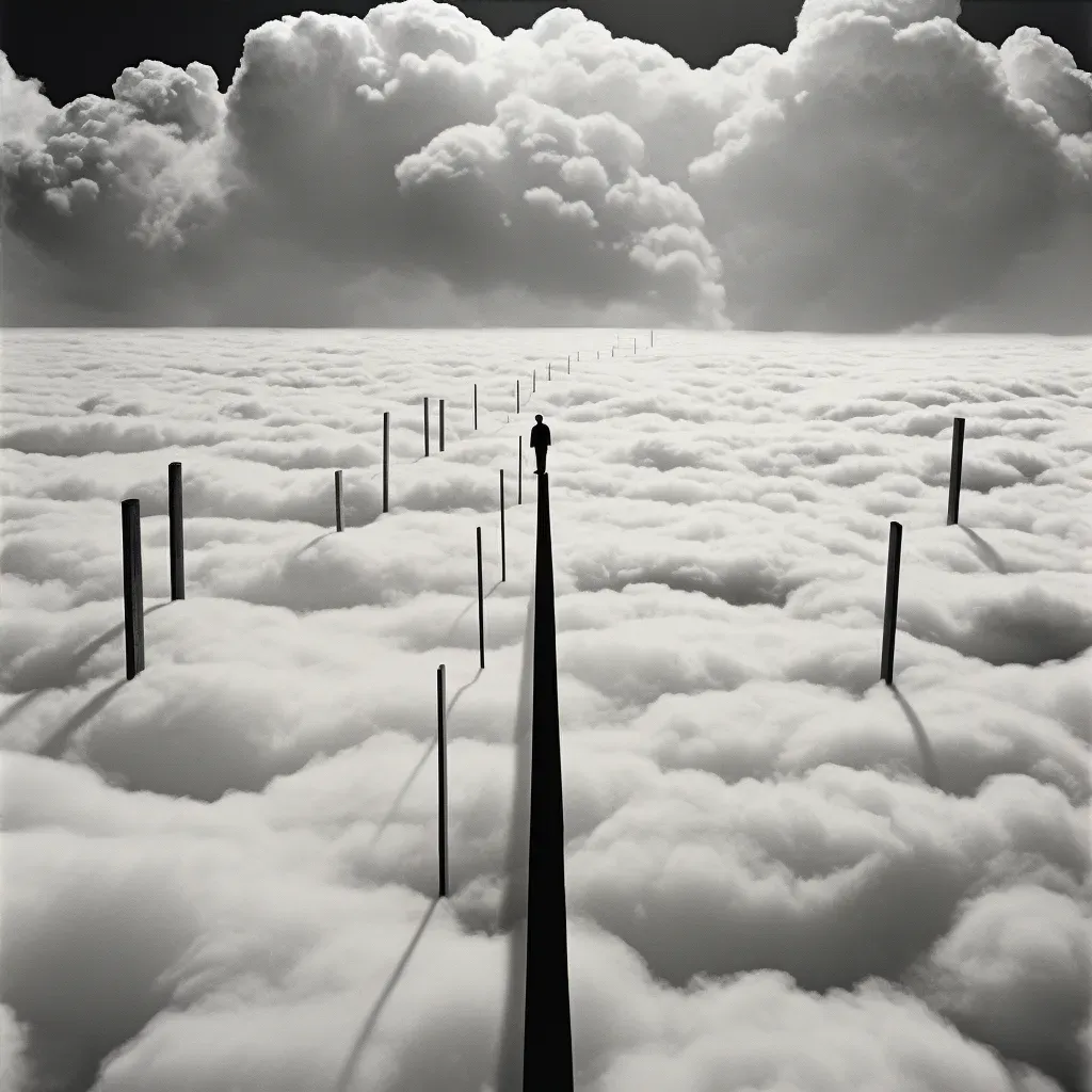 Surreal image of mountains hanging from clouds in interconnected sky and land - Image 4