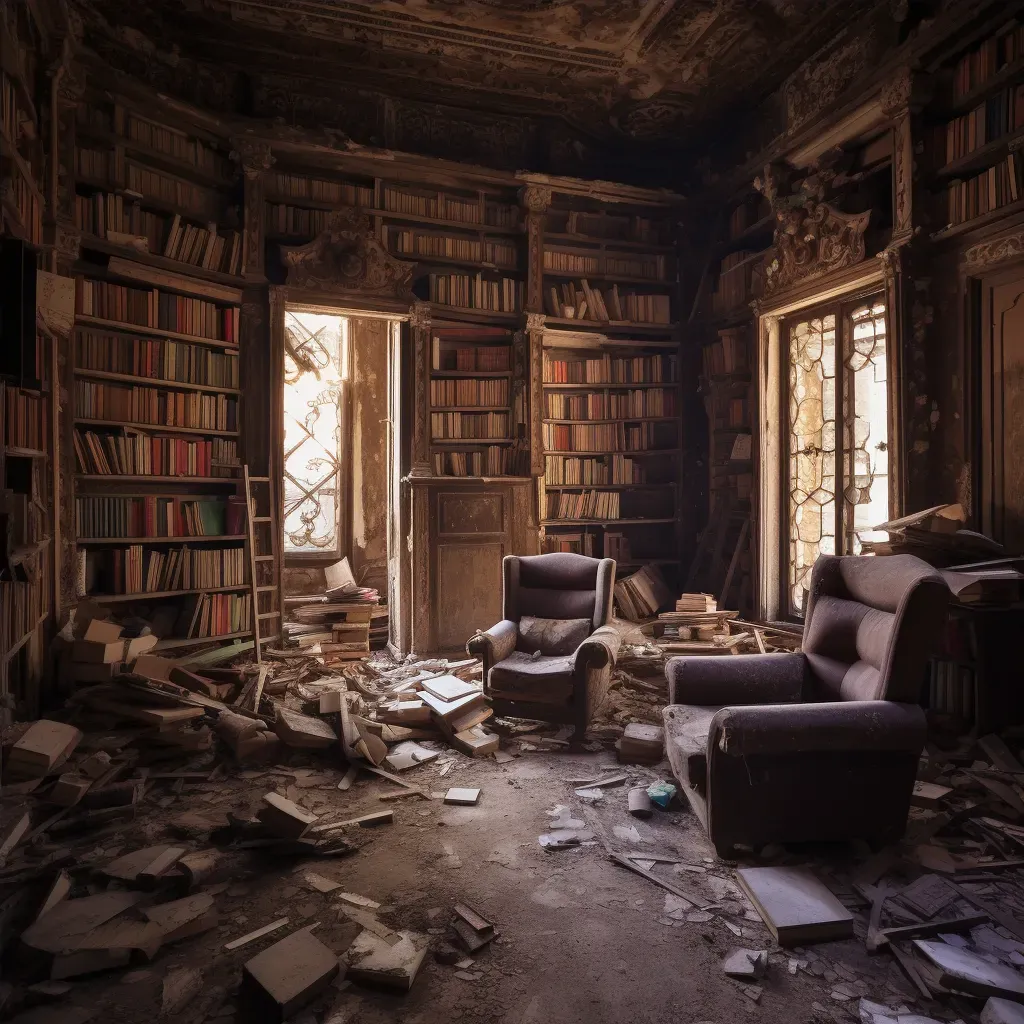 Image of a haunted library with whispering books - Image 4