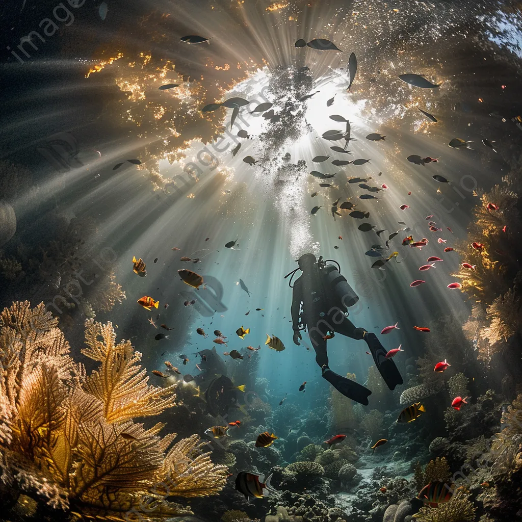 Diver descending into underwater depths - Image 1