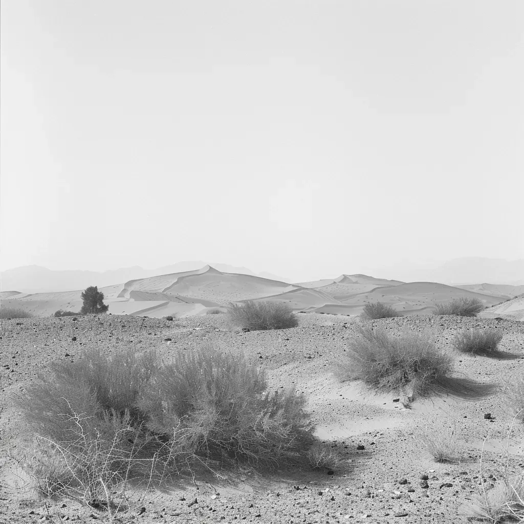 Barren desert landscape in black and white - Image 4