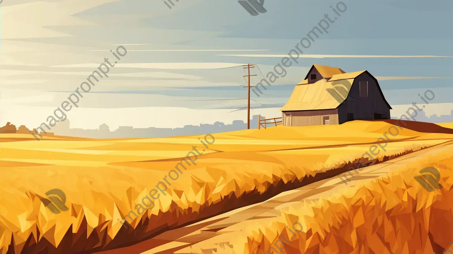 A low poly American barn amid golden fields under the afternoon sun - Image 2