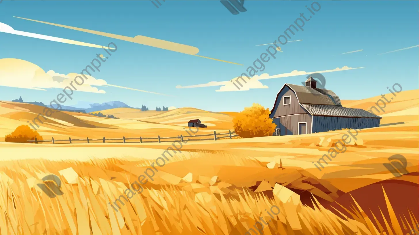 A low poly American barn amid golden fields under the afternoon sun - Image 3