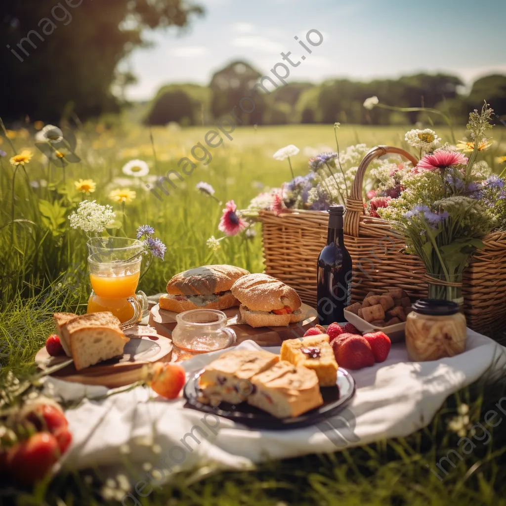 Picnic setup with crafts by the hedgerow - Image 2