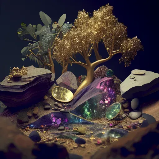 Flora world with trees and plants made of precious metals and gemstones - Image 2