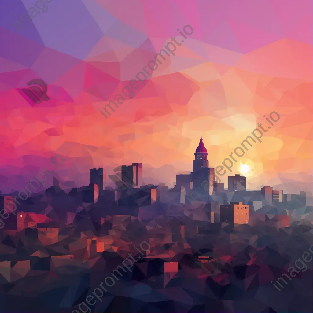 Low poly digital art of a modern African city skyline at dawn - Image 1