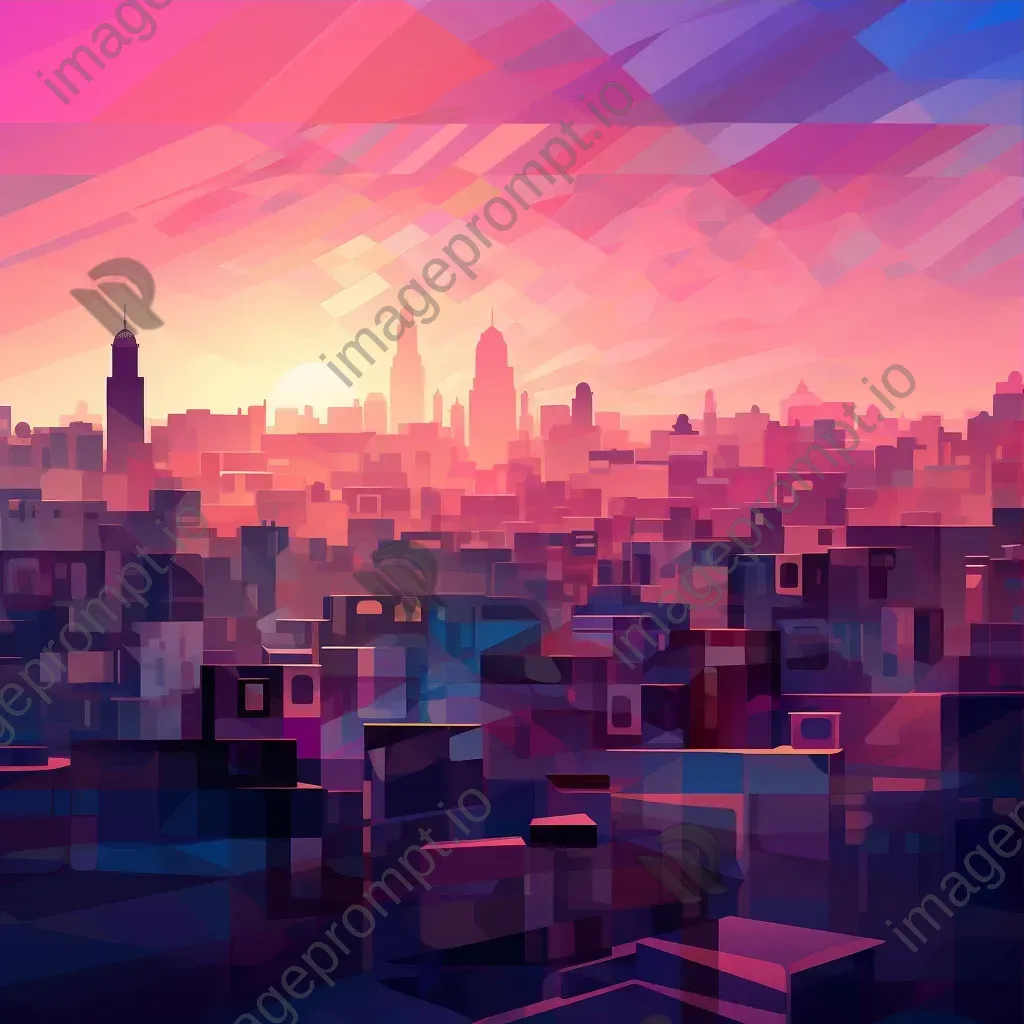 Low poly digital art of a modern African city skyline at dawn - Image 3