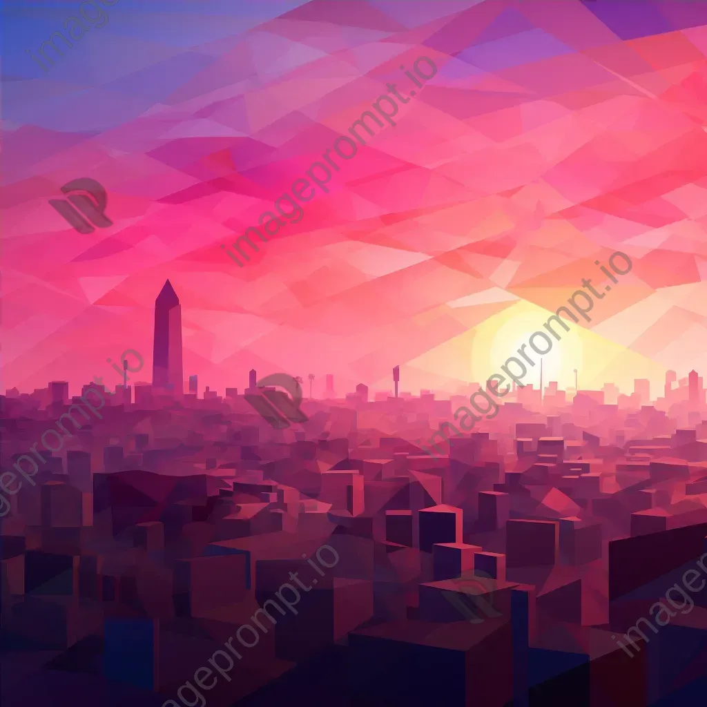 Low poly digital art of a modern African city skyline at dawn - Image 4