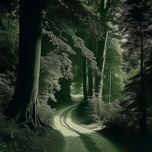 Scenic view of a lush green forest with towering trees and a winding path - Image 2