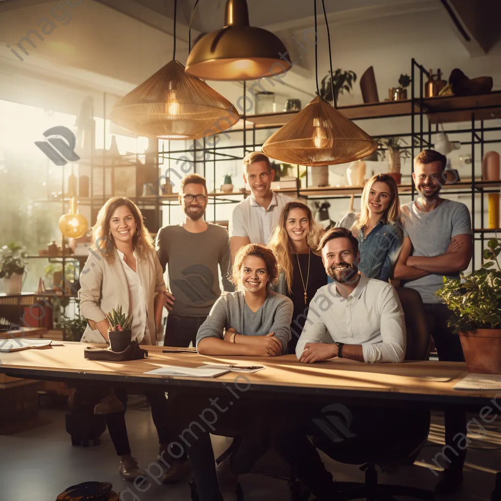 Startup team posing for a group photo in a modern workspace - Image 3