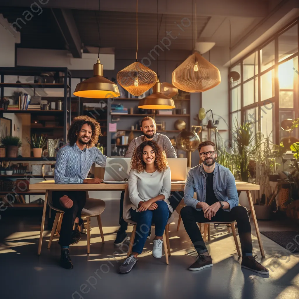 Startup team posing for a group photo in a modern workspace - Image 4