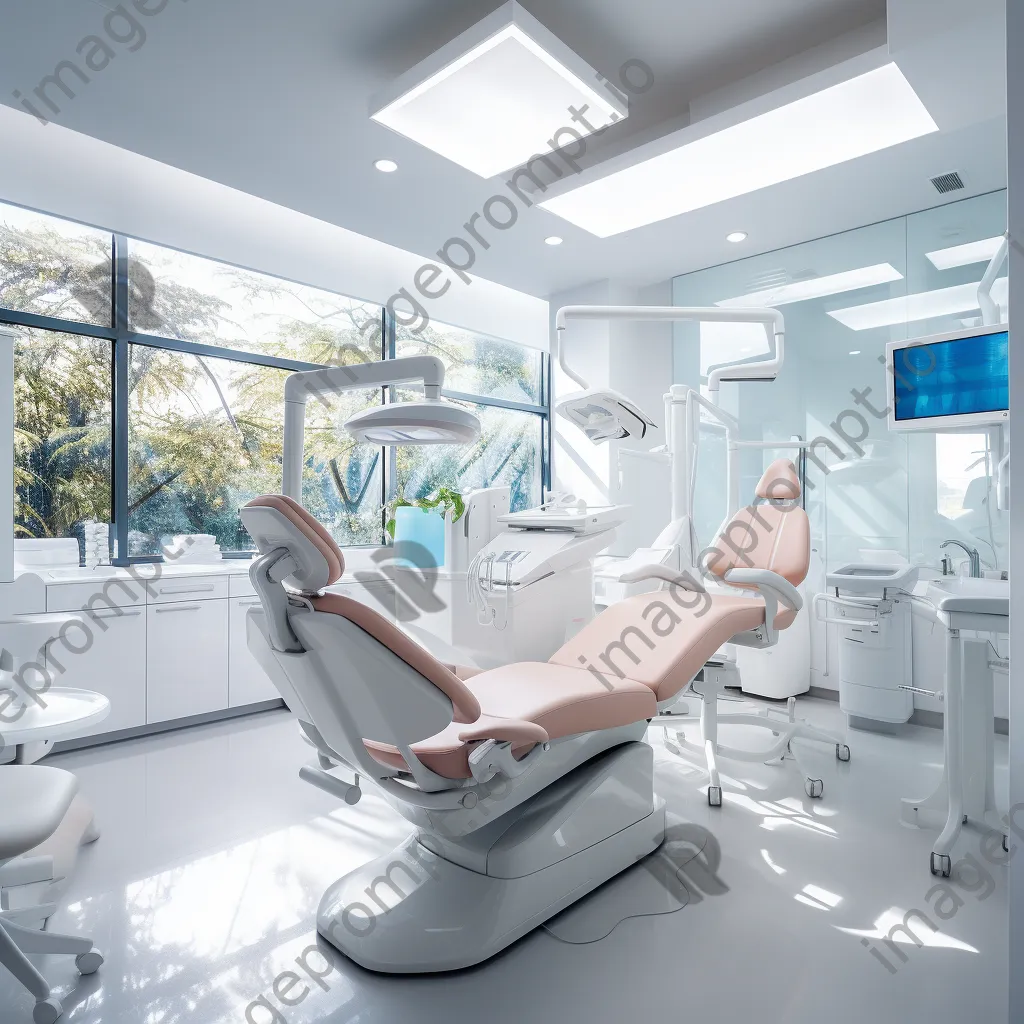 Patient receiving dental treatment in a bright, organized clinic room. - Image 1