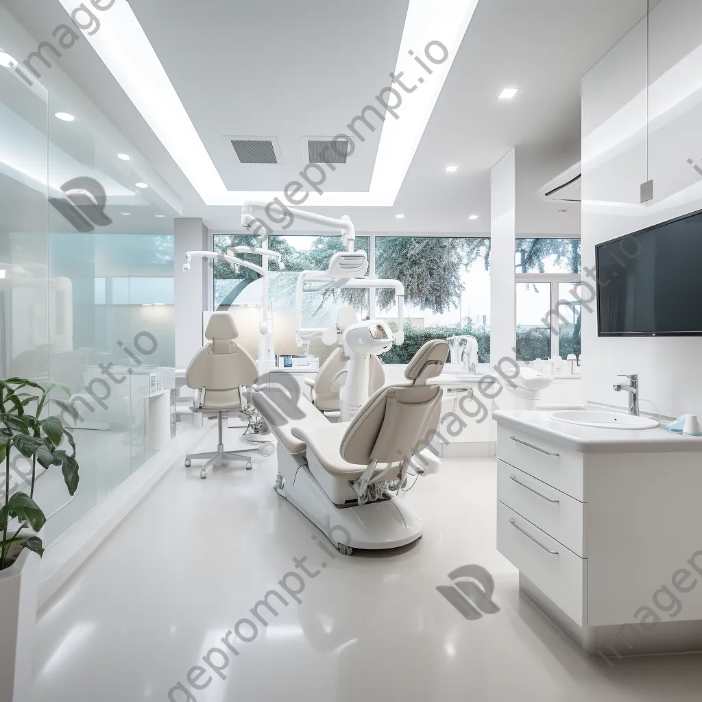 Patient receiving dental treatment in a bright, organized clinic room. - Image 2