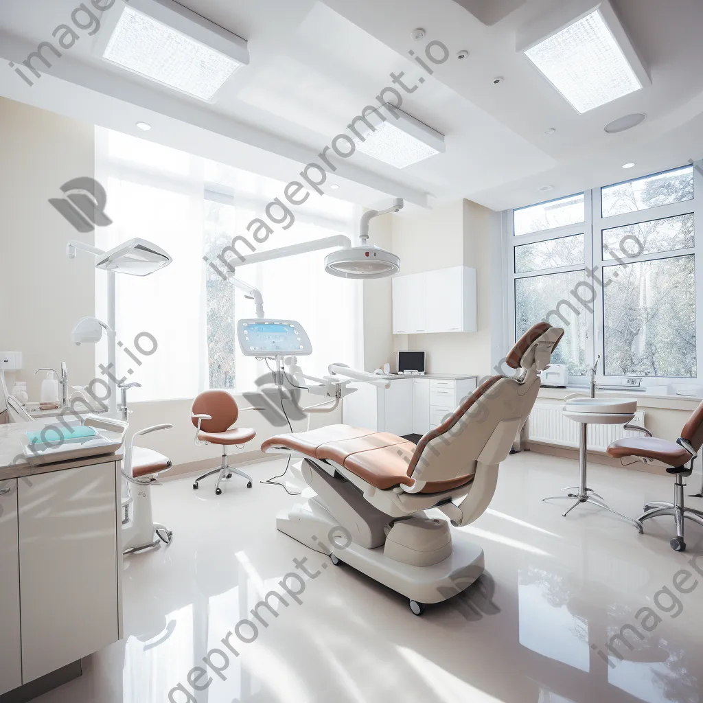 Patient receiving dental treatment in a bright, organized clinic room. - Image 4