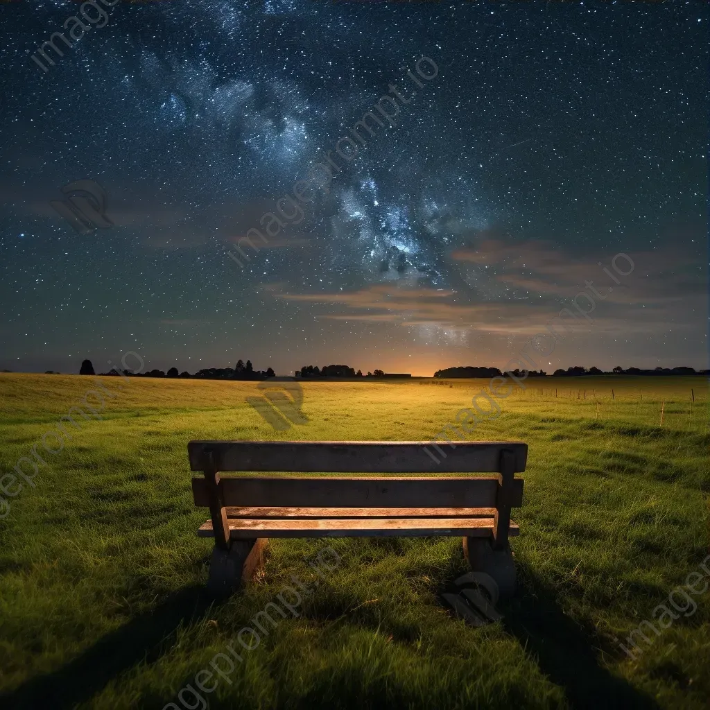 Lonely bench in meadow under starry sky shot on Canon EOS 5D Mark IV - Image 3