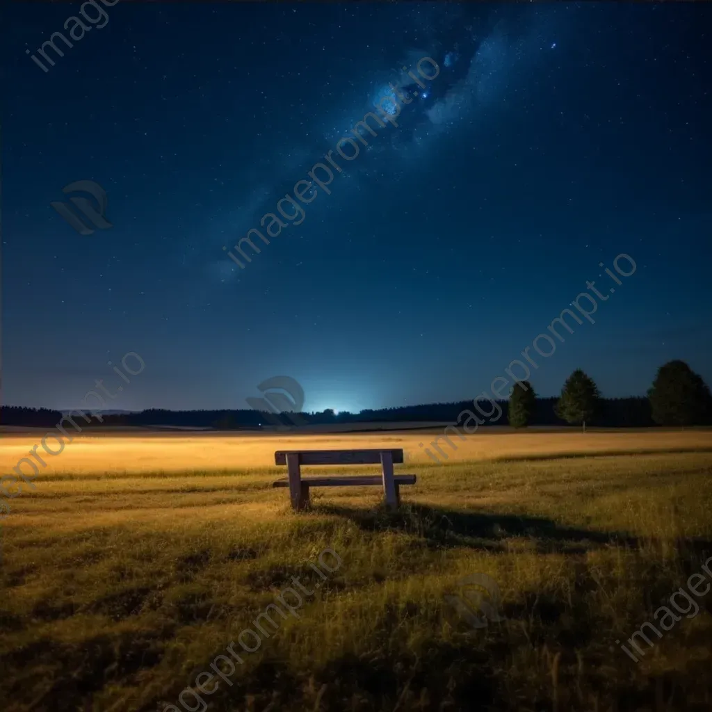 Lonely bench in meadow under starry sky shot on Canon EOS 5D Mark IV - Image 4