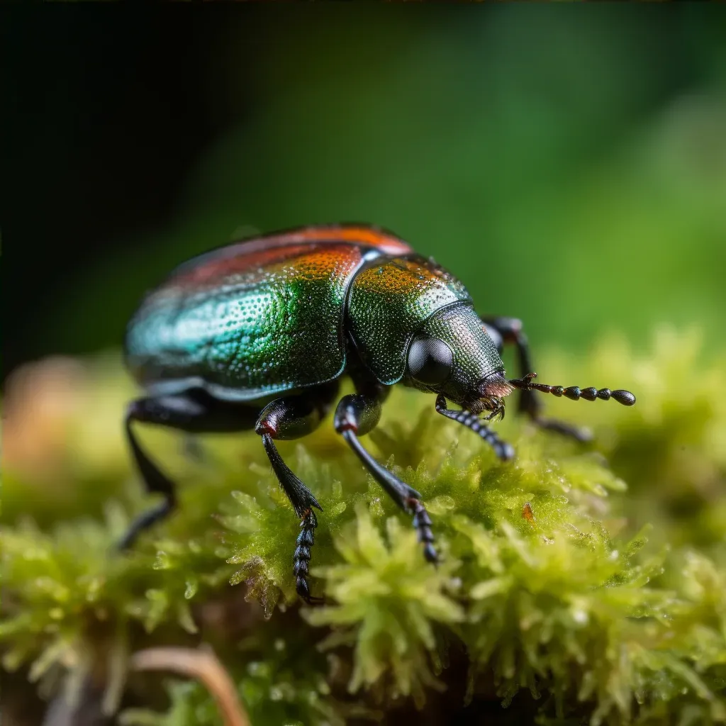 Beetle crawling on moss in close-up view - Image 4