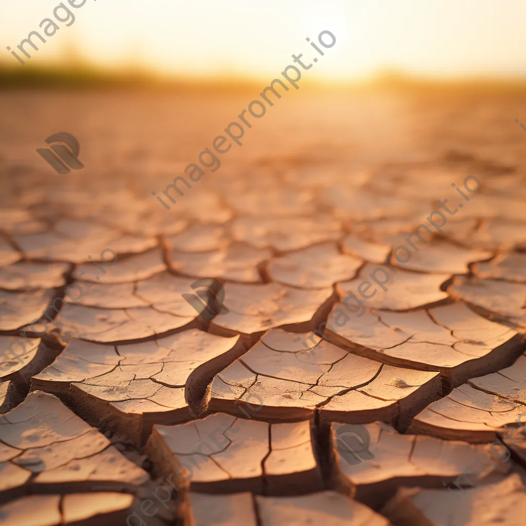 Close-up of dry, cracked earth with subtle beige hues. - Image 1