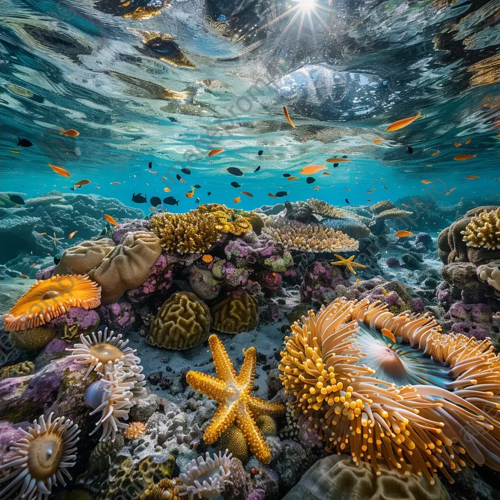 Majestic coral reef with starfish and anemones, shot with a Sony A7R IV. - Image 4